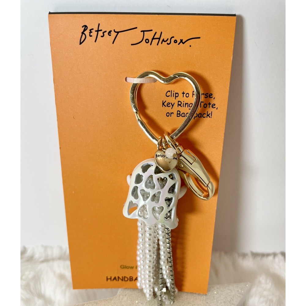 Betsey Johnson Ghost Purse Charm Keychain Viral Halloween Glow N The Dark NWT - Picture 3 of 4